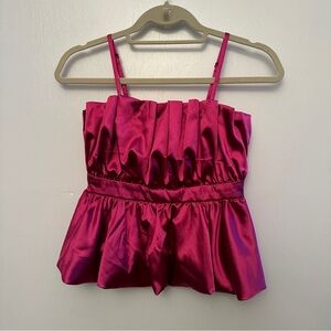 Thirty Thirty LA Pink Spaghetti Strap Satin Top, Size Small